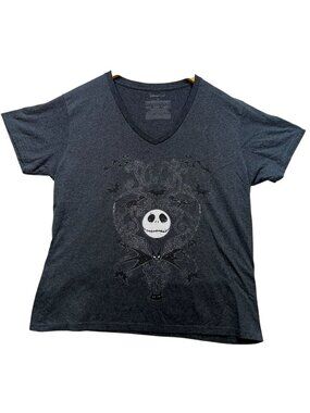Disney Womens Nightmare Before Christmas Jack Skellington T Shirt Size 2XL Black